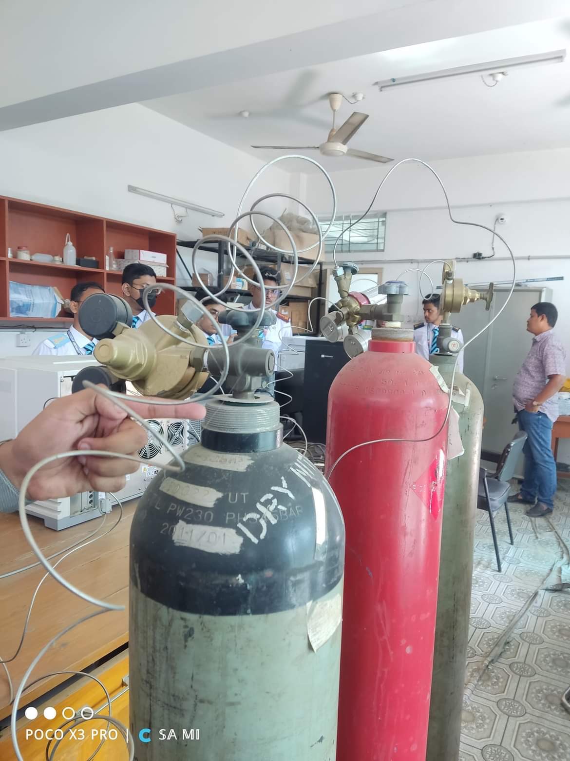 Dry Nitrogen carrier-gas cylinders · GC setup at CU Chemistry Lab