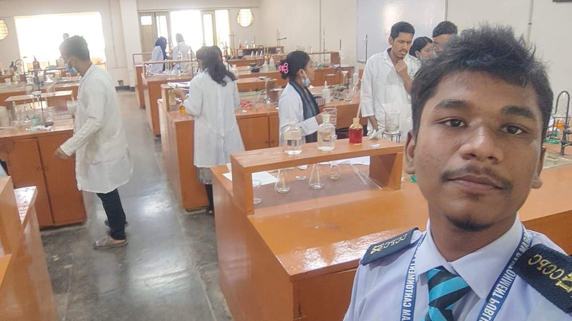 Inside the CU Chemistry Lab · in CCPC uniform during the study tour